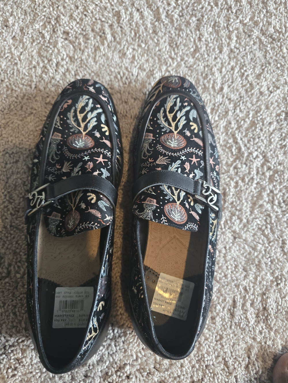 Robert Graham Black Embroidered Marine Motif Loafers